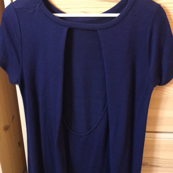 Lulus Jersey Knit Navy Cut Out Back T Shirt Dress Size Large - Picture 8 of 9
